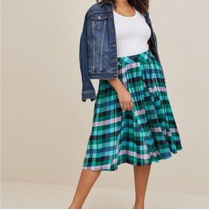 Torrid Midi Godet Skirt - Challis Plaid Multi Color